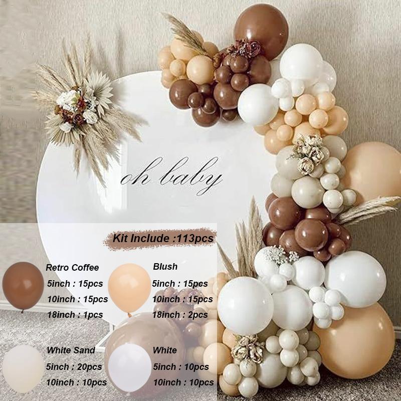 Brown Cream White Balloons Garland Kit Baby Shower Birthday Decorations Ballons Arch Party Supplies Christening Wedding Decor