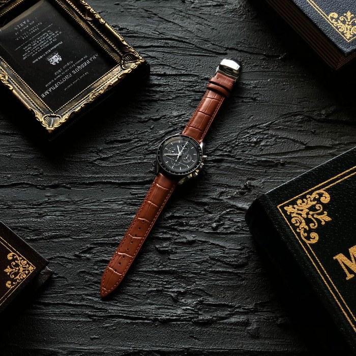 [AriRi] Watch Band 23mm 24mm 22mm 21mm 20mm 19mm 18mm Genuine Leather Watch Strap Replacement D-Buckle Waterproof Sweatproof Men's Watch