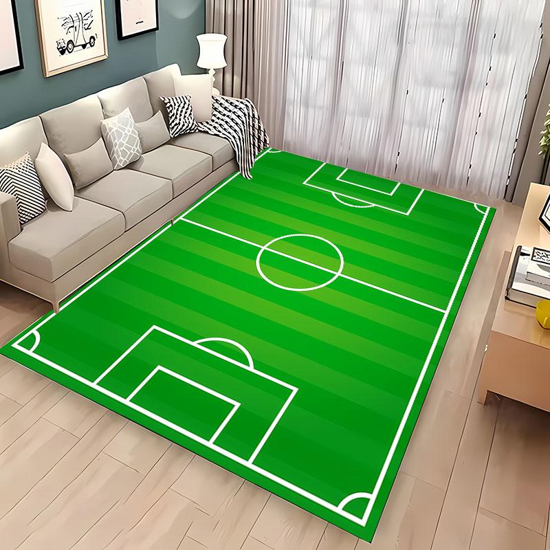 Cartoon Football Field Carpet Sports Theme Play Mat for Boys Girls Green Soccer Field Floor Mats Gift for Football/Soccer Lovers