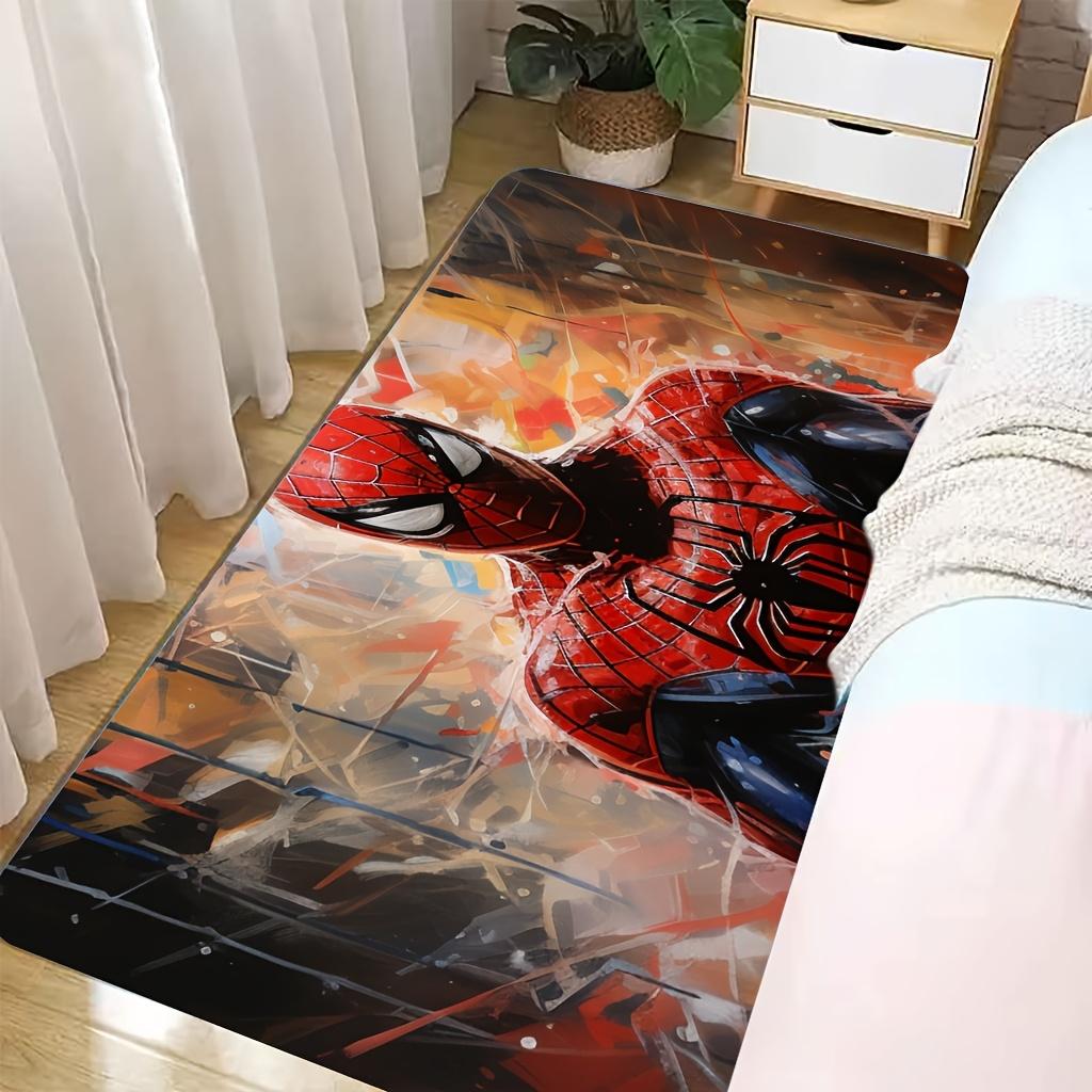 Marvel 1pc Cartoon Print Doormat, Spider-Man Red Suit Abstract Brushstroke Background Decorative Pattern, Easy to Clean, Suita
