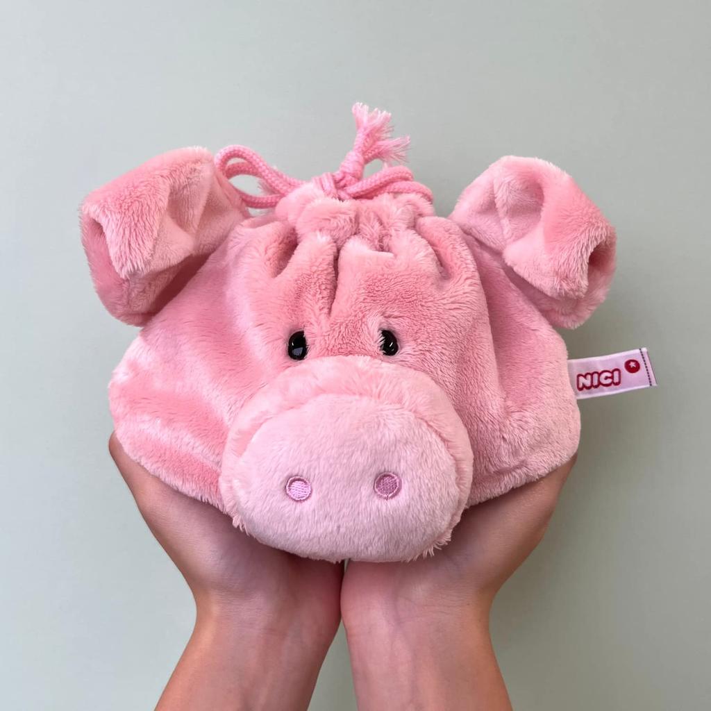 NICI Pink Pig Drawstring Pouch Figure Face Pouch Germany Plush Toy Gift Pig 3090650