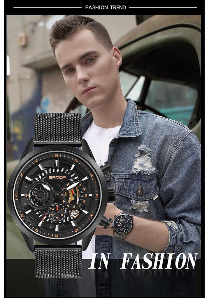 Sanda Men’s Six-Hand Waterproof Casual Business Watch - Korean Style Fashion Trend