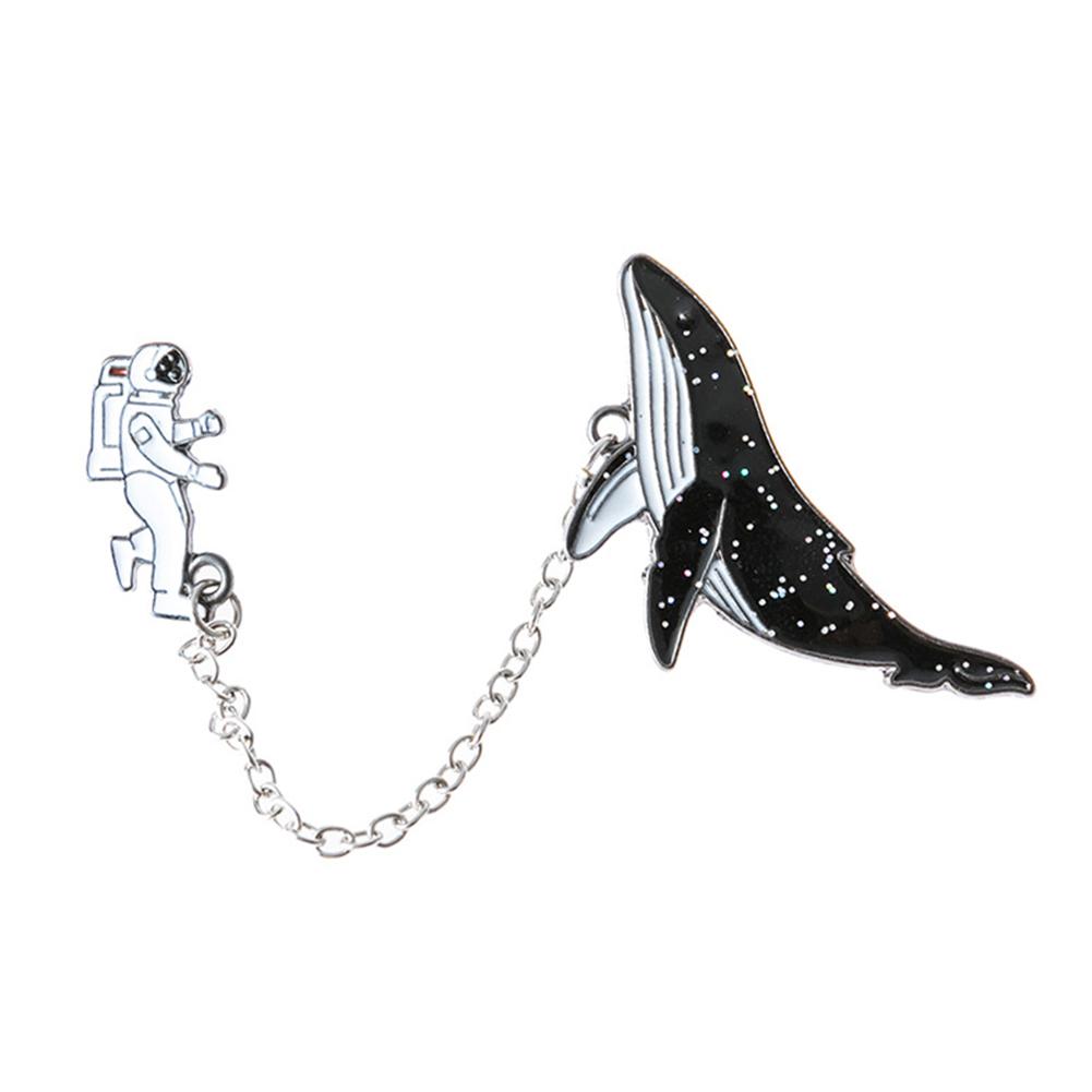 Women Brooch Cute Clothing Badge Adorable Whale Shape Shining Inlaid Collar Needle