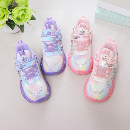 Kids Sneakers Toddler Sports Shoes with Lights Breathable Anti-skid Princess Shoes