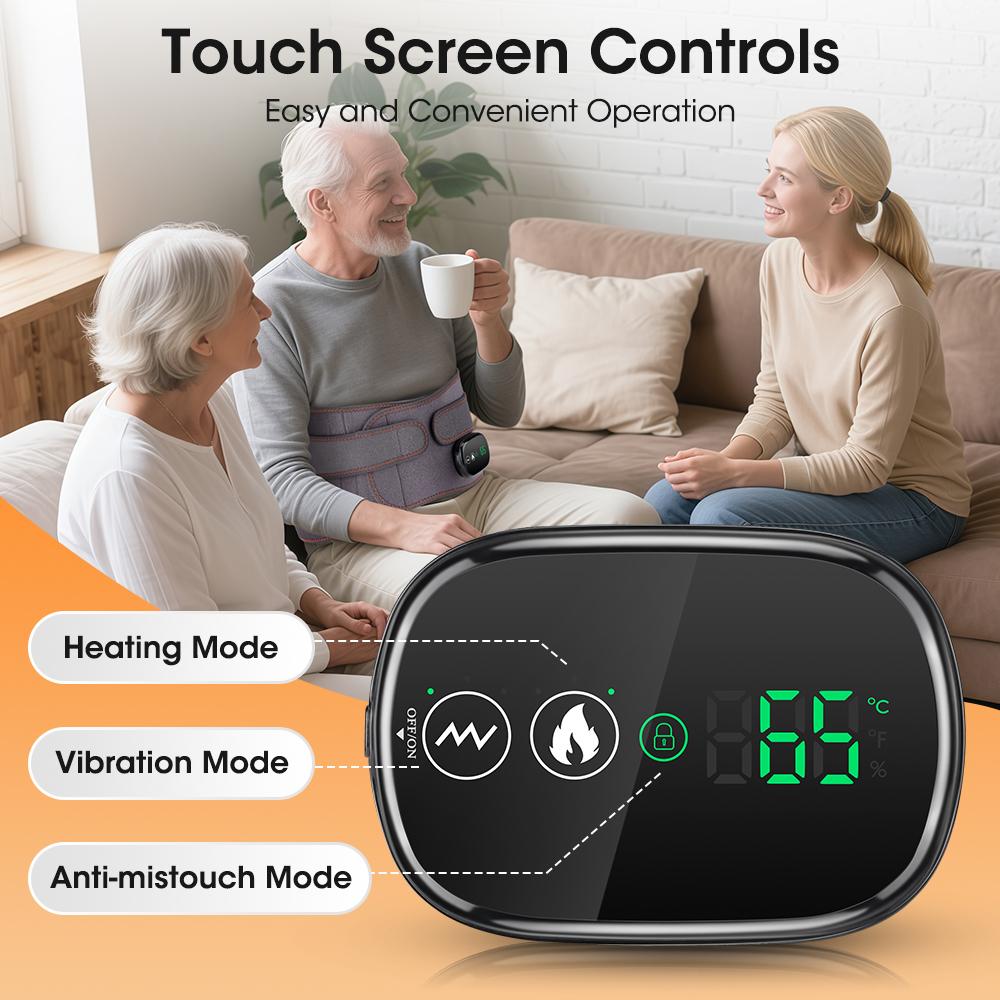 Durable And Safe Dual Red Light Heating Massage Waist Belt Electric Heating Waist Massager Rechargeable Heated Massage Belt Blood Circulation