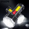 Flashlight 5 Beads LED Multi Functional Strong COB Side Lights Outdoor Portable Home USB Charging Flashlight