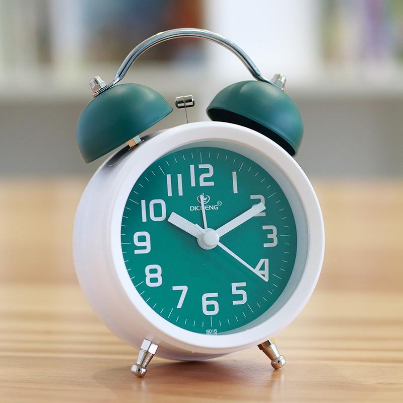 Nordic Style Fashionable and Simple Creativity Metal Ringing Alarm Clock Mute Alarm Clock Student Bedroom Luminous Clock Watch