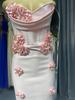 Elegante Vestido Bodycon Bandeau con Flor 3D: Vestido de Boda y Fiesta Verano 2024