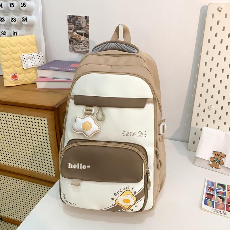 Large Capacity Junior High School Schoolbag Women's Color Contrast Backpack