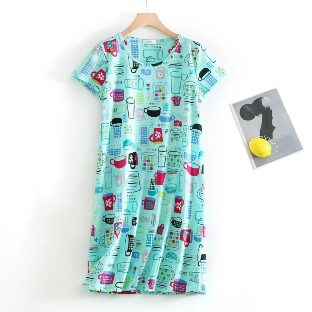 Fashion Casual Women Nightdress Short Sleeve Dresses Loose Fit Nightwear Home Clothes Nightie Loungewear Dresses