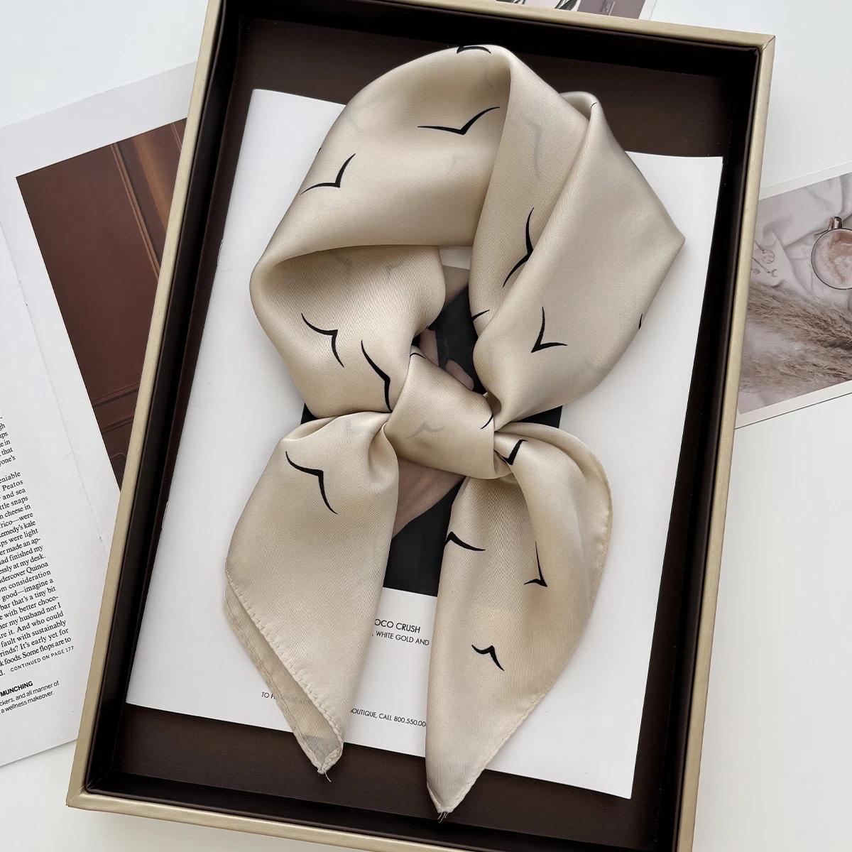 

Шарф 70 см Мягкий Сатин Женские Летние Шали и Накидки Хиджаб Шарфы Женские Пашмина Эшарп Дизайнерская Пляжная Стола Бандана 70x70CM