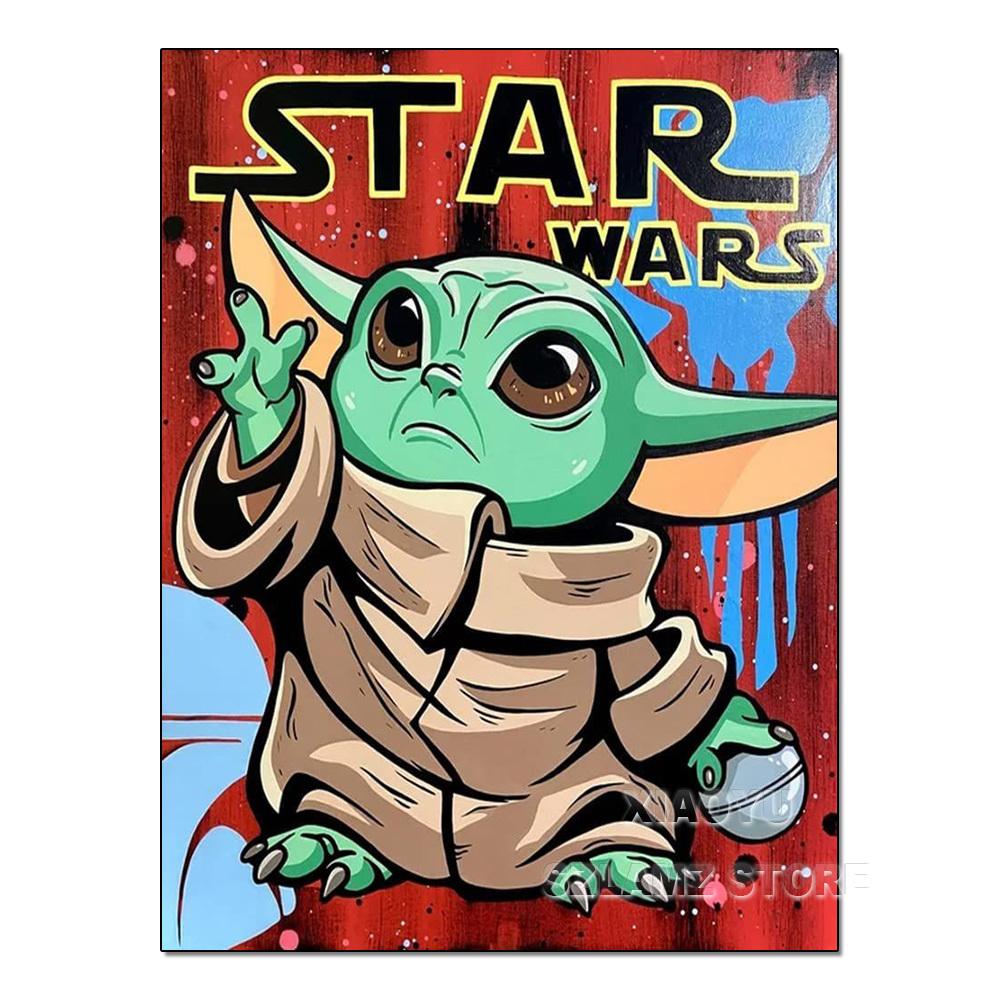 Diamond Painting Yoda Rhinestone Picture Cartoon Full Round Drill Mosaic Embroidery Mandalorian Home Decor Gift