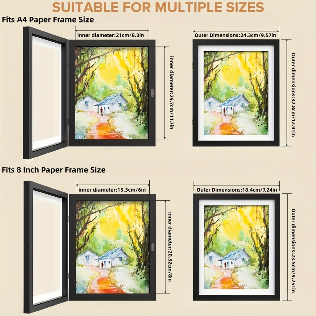 Kids Artwork Storage Frame Magnetic Front-Opening Photo Frame for Children's Drawings Poster Photo Drawing Paintings Pictures