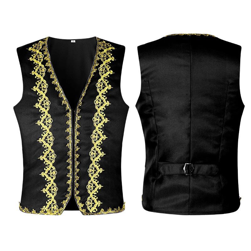 Men's Vests Medieval-style Vintage Costume Tuxedo Sleeveless Vests European Vintage Stage Halloween Costume Gothic Jacket Set
