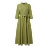 ZANZEA Women Round Neck Casual 3/4 Sleeve Loose Long Dress