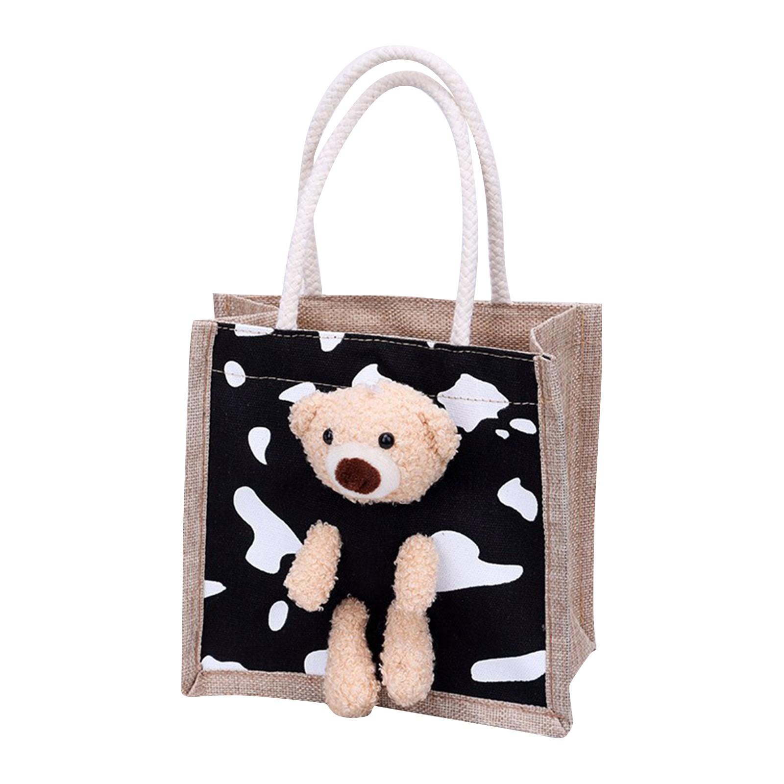 Персонализированная индивидуальная модная контрастная цветная сумка-тоут повседневная маленькая сумка сумка на плечо сумка для обеда с медведем One Size 980₽