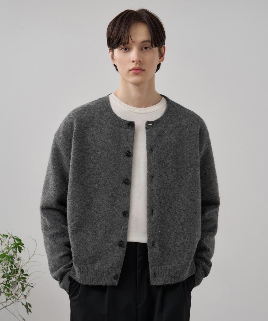 Draw Fit Urbane Wool Crop Knit Cardigan [Melange Grey]