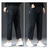 Autumn new velvet European large size cotton soft blue gray straight eight-point jeans men's very light pants
