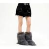 Women's Winter Fluffy Faux Fur Snow Boots, Comfortable Plush Warm Ankle Booties, Luxury Furry Fashion Outdoor Footwear