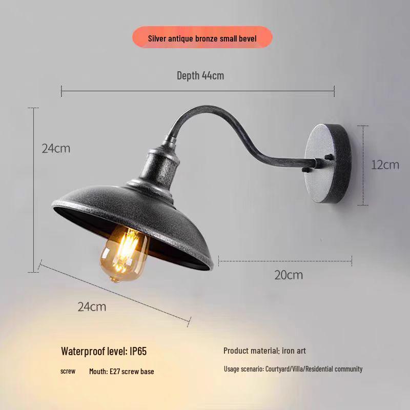 Retro American Outdoor Wall Lamp: Waterproof Lighting for Balcony, Corridor, Walkway, Garden, and Courtyard Fence.