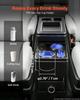 VEVOR Center Console Storage Box Between Seat with 7-Color Ambient Lights, USB/Type-C/Cigarette Lighter Charging