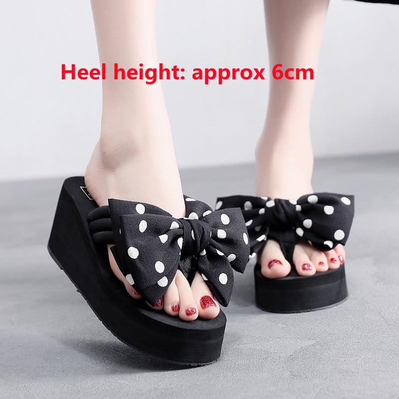 Fashion Women Summer Beach Flip Flops Bowknot Wedges Slippers Ladies Fashion Slides Soft EVA Platform Shoes Female High Heel Sandals