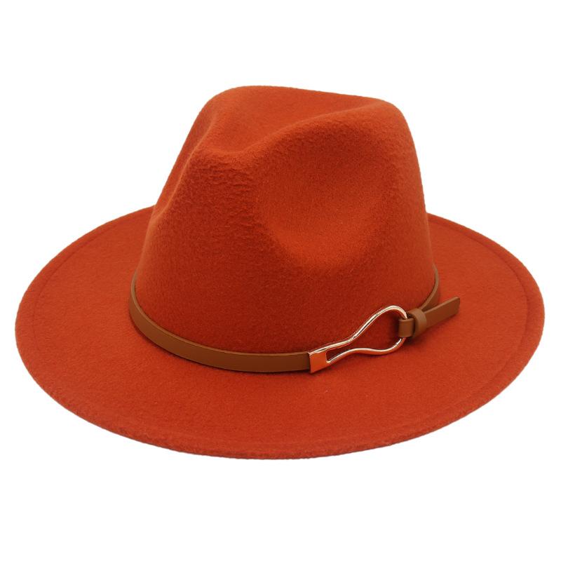 Foreign Trade Elegant Felt Hat Belt Buckle Top Hat Modified Face Jazz Hat British Dance Performance Woolen Hat Literature And Art