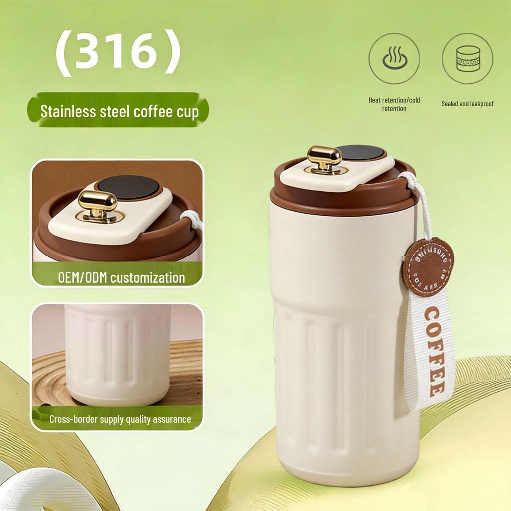 316 Edelstahl Smarte Isolierte Tragbare Trinkbecher mit Trageseil