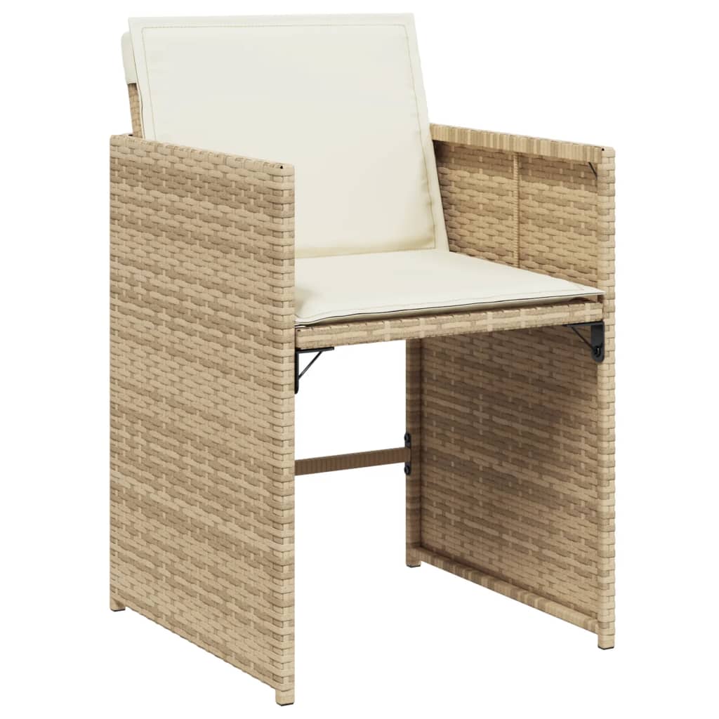 Vidaxl 11-Cz. Garden Furniture Set With Cushions, Beige, Poly Rattan