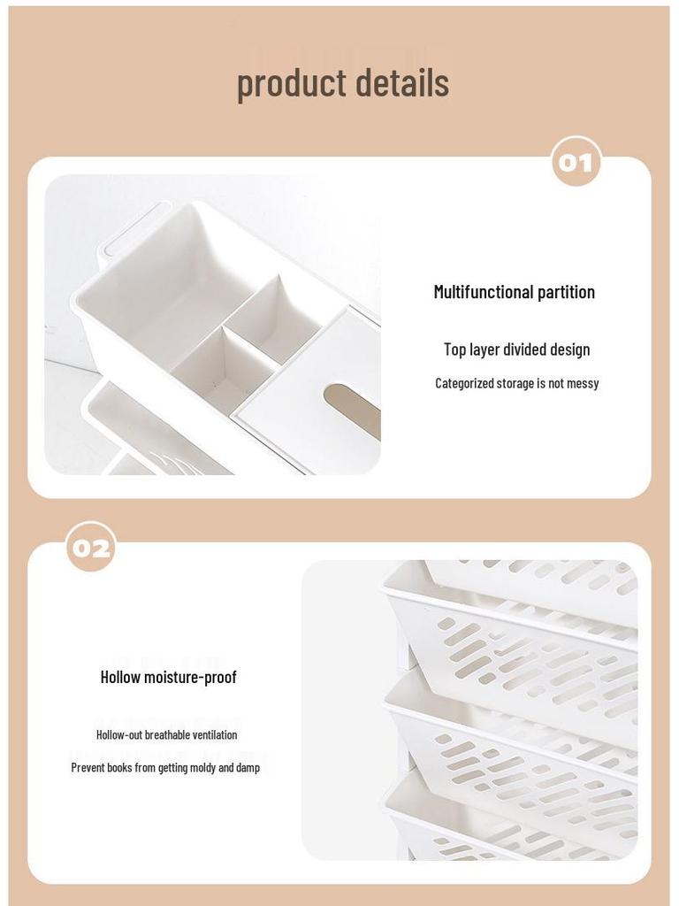 Universal Wheel Floor Storage Rack & Movable Bookshelf for Classroom or Table Side