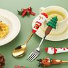 4 STÜCKE Weihnachtsgeschirr Edelstahl Besteck Dessertgabel Kaffeelöffel Weihnachtsmann Besteck Mit Luxus Geschenkbox Für Weihnachten