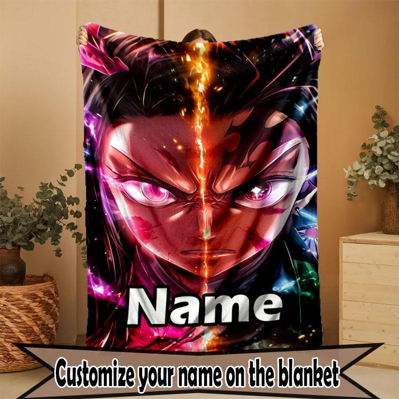 Individuelle Personalisierte Demon Slayer Druckdecke, Heimdekoration, Schlafzimmer, Sofa, Camping, Couch, Geschenke für Geburtstag Weihnachten