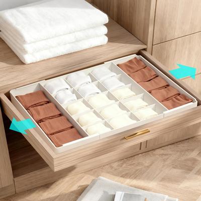 Yazi Unterwäsche-Aufbewahrung Erweitrierbare Aufbewahrungsschublade Kleiderschrank Kleideraufbewahrung Große Form für Kleidung und Socken für und Kleine Weiße Fächer 2 Erweiterbar