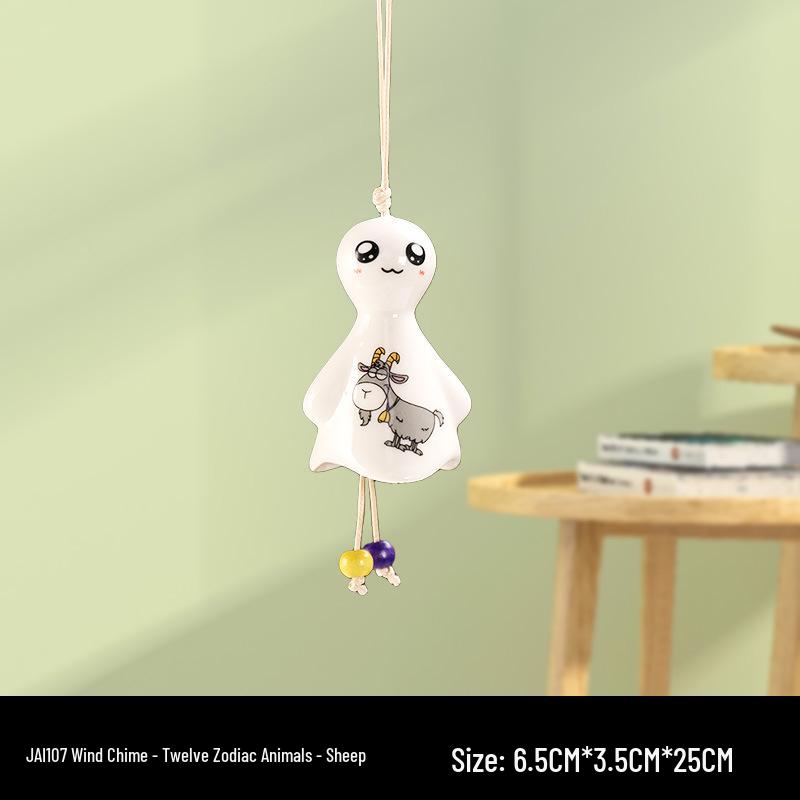 Totoro Ceramic Wind Chime Ornament - Cute Japanese Wall Decor for Girls' Bedroom