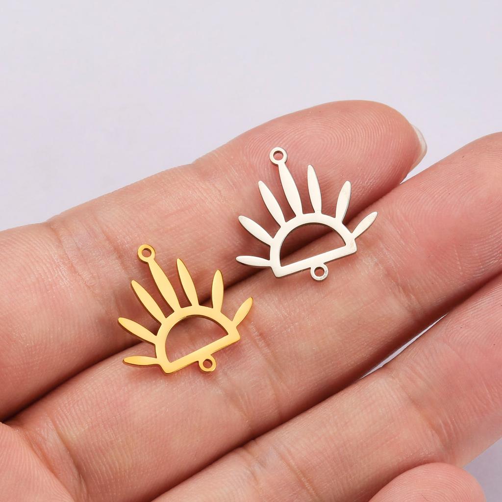 Teamer 5pcs Stainless Steel Charms Jewelry Making Evil Eye Flower Butterfly Geometric Charms Earring Necklace DIY Craft Supplies