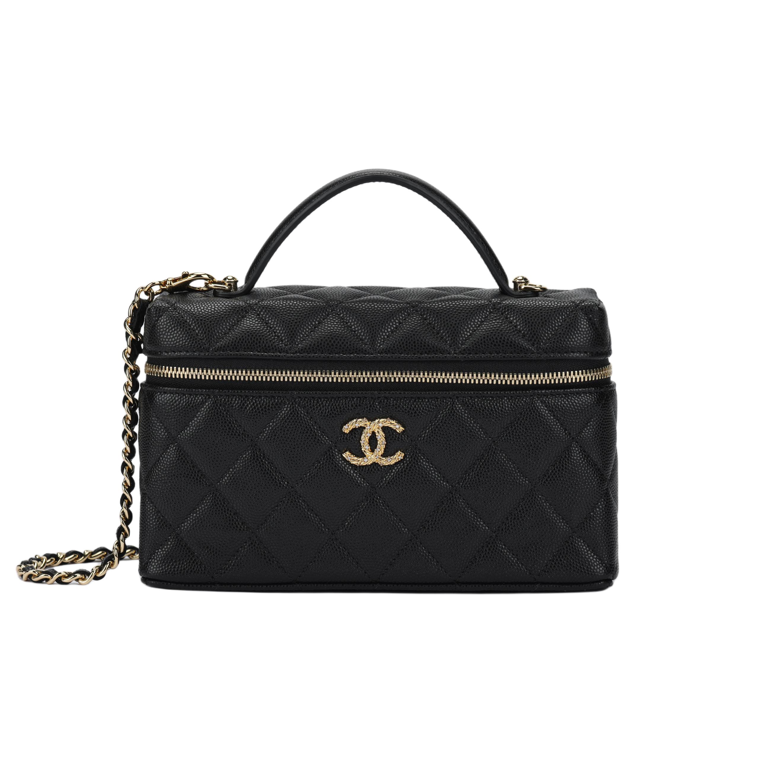 

Chanel 26p Золота Бирка Логотип Подвійний C Стегана Шкіра Ланцюжок Теляча Шкіра Кристал та Золотий Метал Сумка-Коробка Сумка через Плече Сумка для Макіяжу Для Жінок Чорний Gift Set(Basic Set+Box+Shopping Bag) чорний