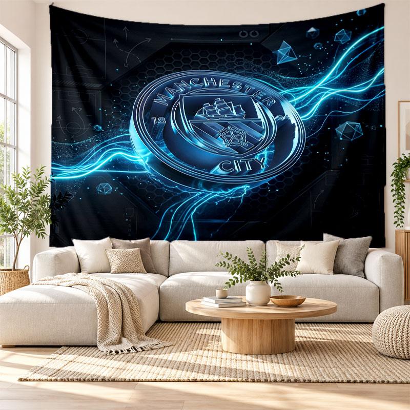 Manchester City Wall Tapestry, Soft Fabric Wall Hanging, Decorative Backdrop For Bedroom Home Wall Art