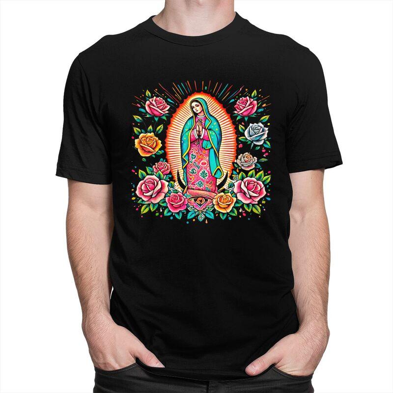 Custom Male Our Lady Of Fatima Mexico Virgin Mary T Shirt Short Sleeve Cotton Tshirt Casual Religious Art Tee Clothes