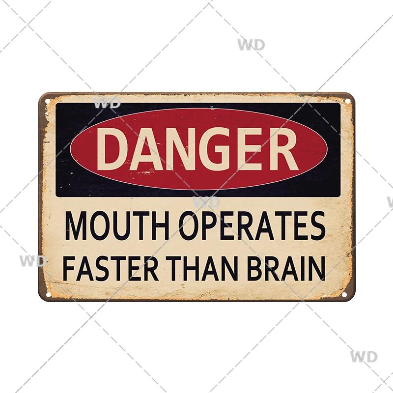 Retro Vintage Beware Of Dog Warning Vintage Tin Signs Caution Metal Plate Metal Poster Plaque For Club Home Pub Bar Wall Decor