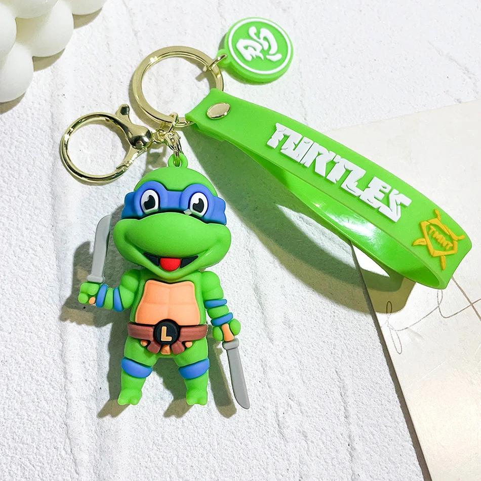 4pcsset  Anime Ninja Turtle Figure Keychain Teenage Mutant Ninja Turtles Raphael Donatello Keyring Car Key Bag Ornament Gift