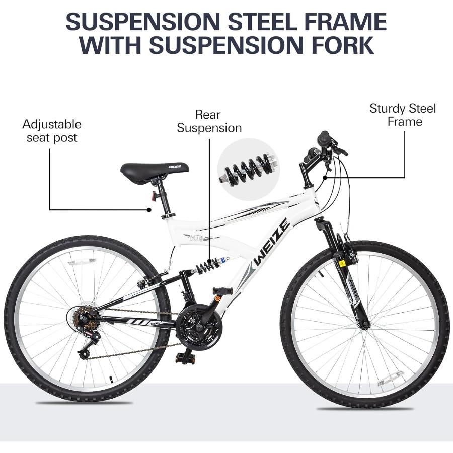 Mountain Bike 26 27.5 inch Outdoor Cycling Bike for Men and Women Adults 18Speed Gear System with HighCarbon Steel Frame and Du