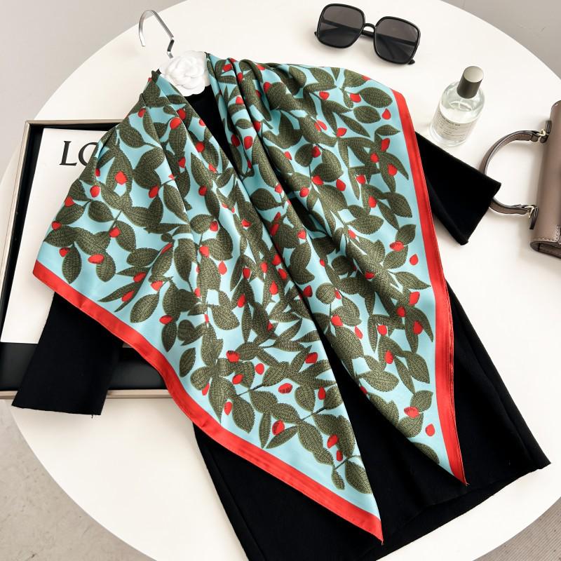 Čiernobiela hodvábna twill šatka so zvieracím vzorom - 90x90CM Jesenný/Zimný šál pre ženy