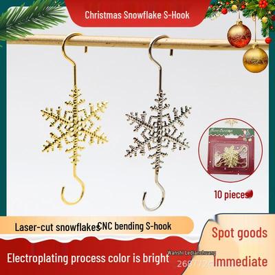 Snowflake Christmas Hooks: Gold & Silver Ornament Decorations for Fireplace
