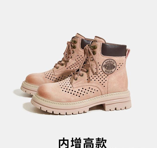 White Deer same summer limited hollow Martin boots women's new outdoor mountaineering rhubarb boots top layer pigskin tooling boots