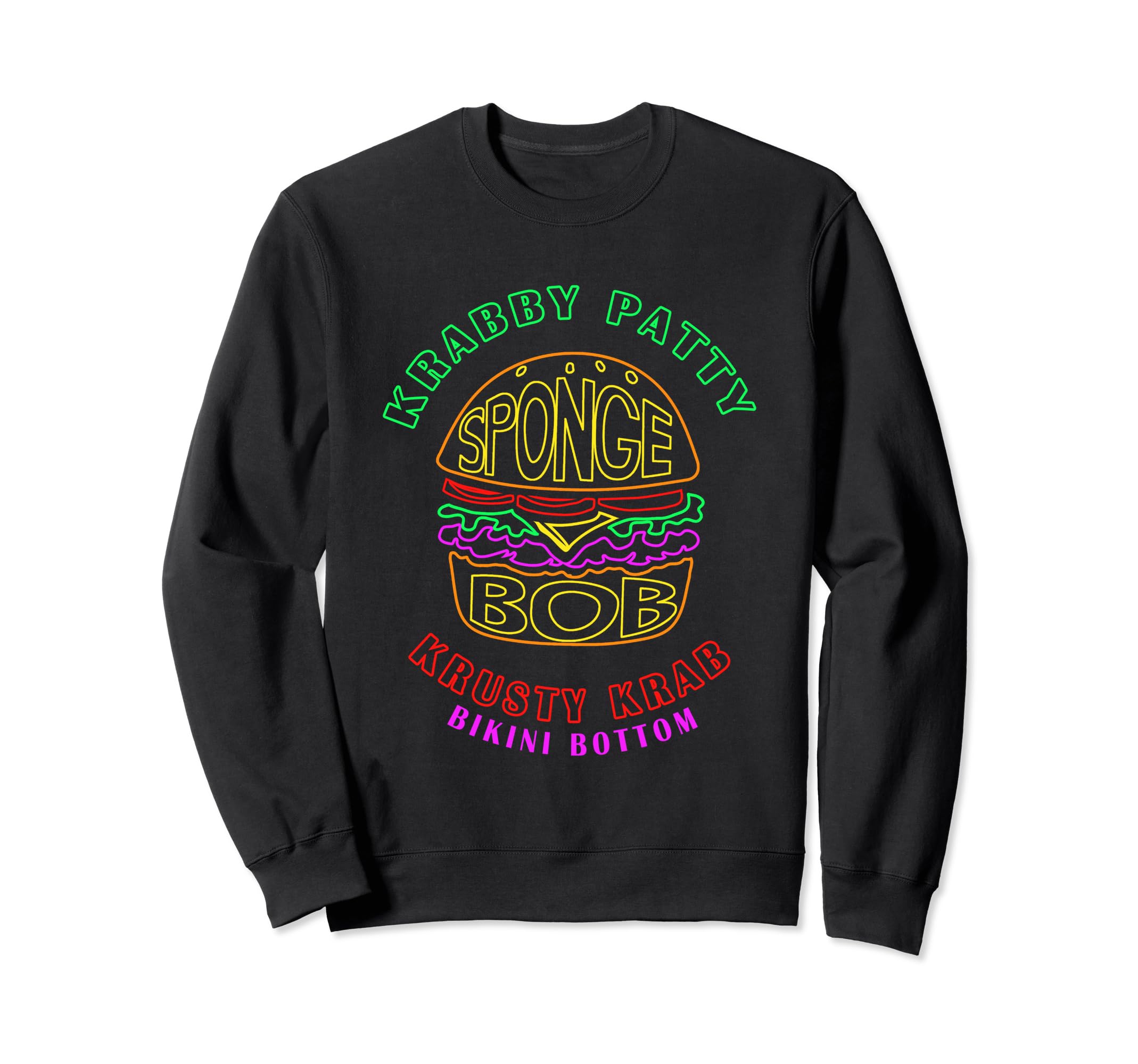 

SpongeBob SquarePants Krabby Patty Retro Neon Outline Logo Sweatshirt