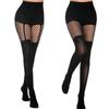Siyah İpek Jartiyer Seksi File Çoraplar Kadın Sıkı Çoraplar