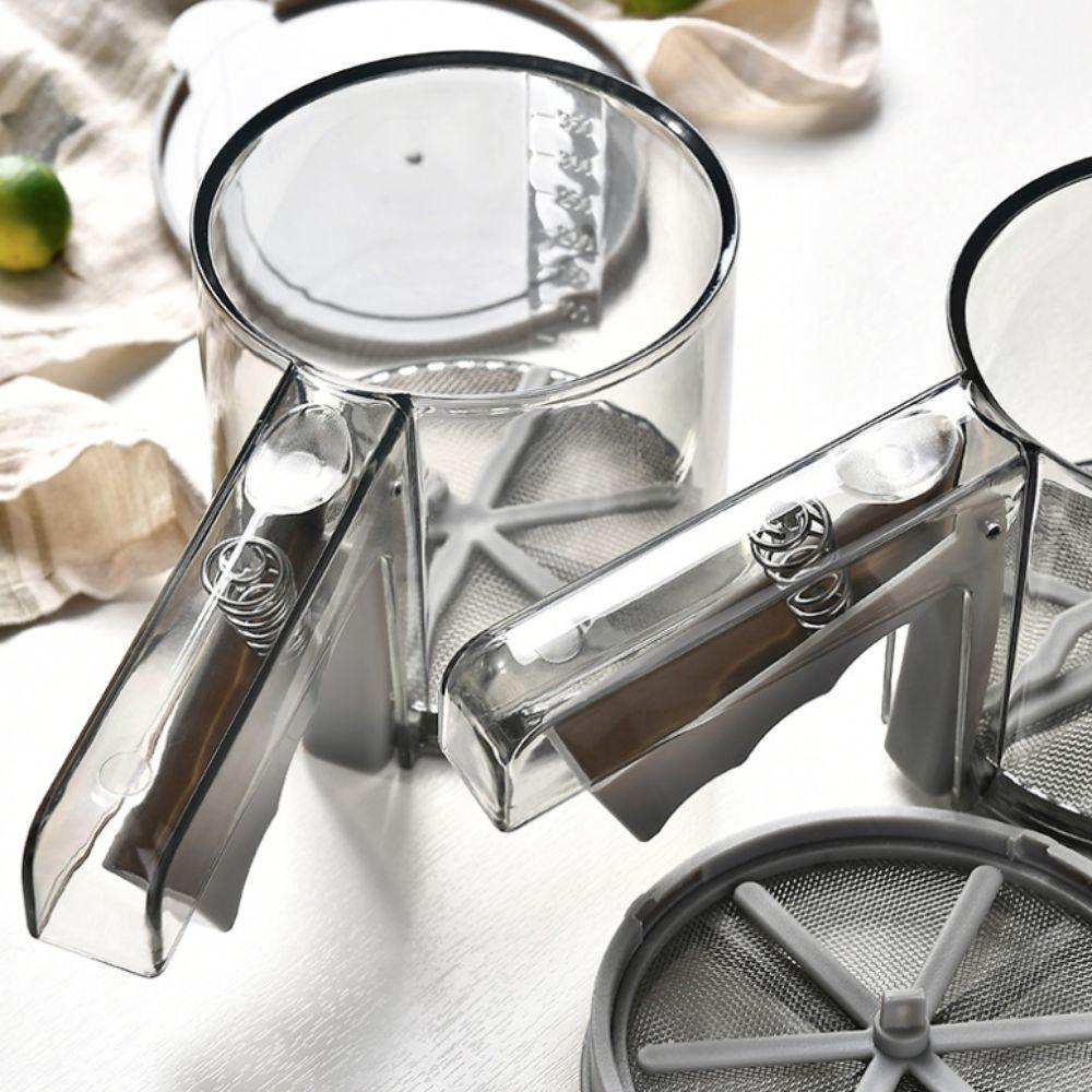 Handheld Flour Sifter with Scale Flour Filter Portable Semi-automatic Flour Sieve Cocoa Powder