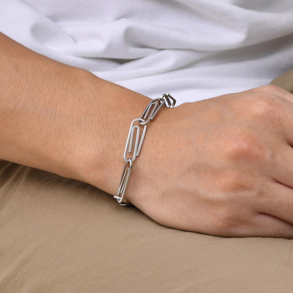 Paperclip Chain Bracelets for Men Women,8.3mm Simple Stainless Steel Links Wristband,Stylish Unisex Jewelry Gift