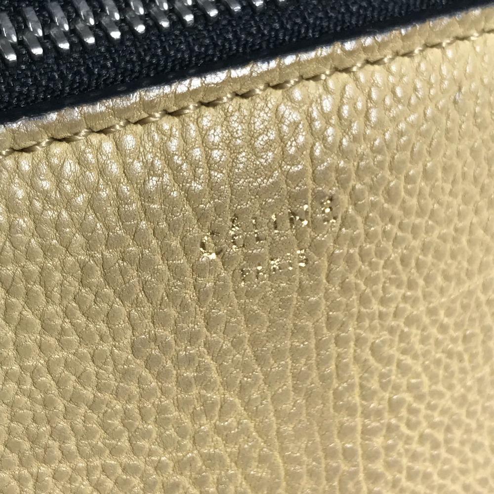 Celine Zweifarbige Kante Handtasche Fransen Quaste Umhängetasche Leder Beige/Marine