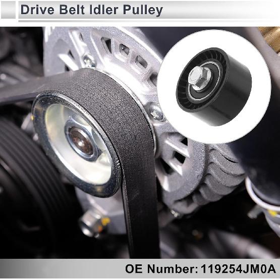 Drive Belt Idler Pulley for Infiniti Q50 2015-2020 Serpentine Tensioner Pulley Idler No.119254JM0A Plastic Black 1 Pcs